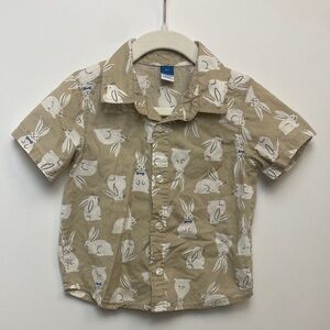 Old Navy Beige Bunny Print Button Down Shirt